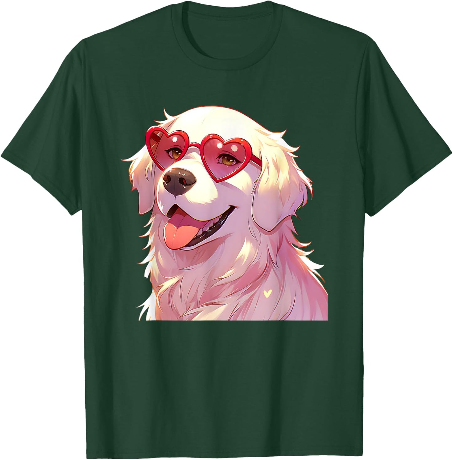 English Cream Golden Retriever Mom Gifts Heart Glasses Love T-Shirt - T-Shirt | Forest