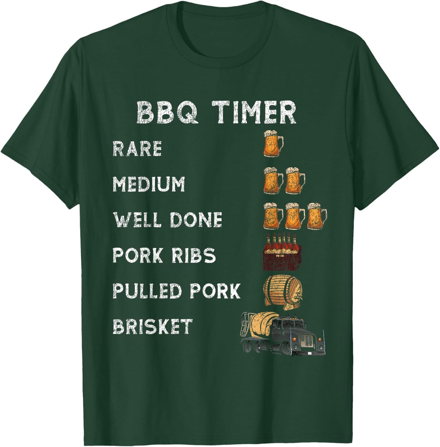 BBQ Smoker BBQ Timer Rare Pork Ribs Pulled Pork Brisket T-Shirt - T-Shirt | Forest
