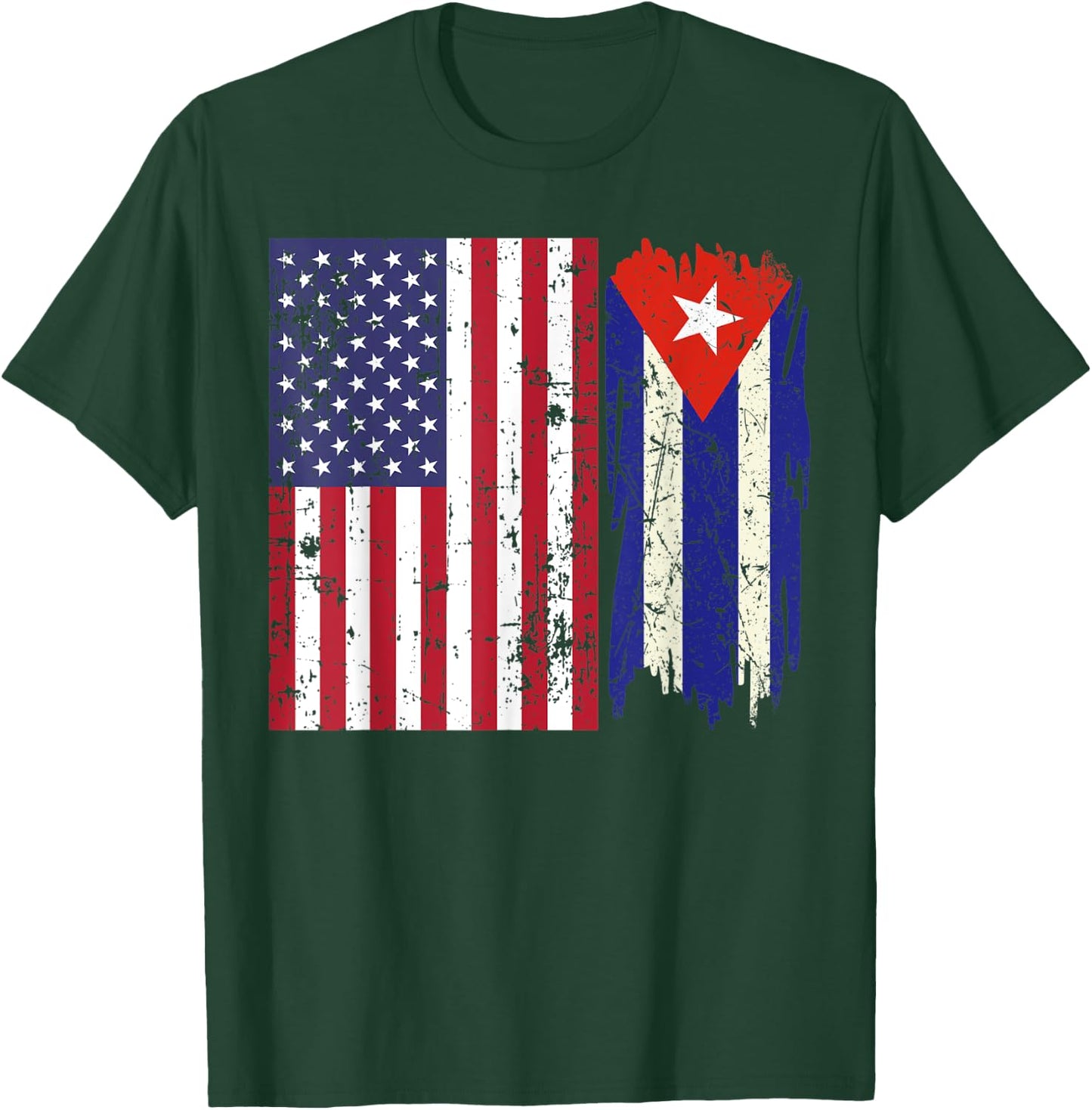 Vintage Proud Patriotic Cuba and Pride American Cuban Flag Kids Men T-Shirt - T-Shirt | Forest