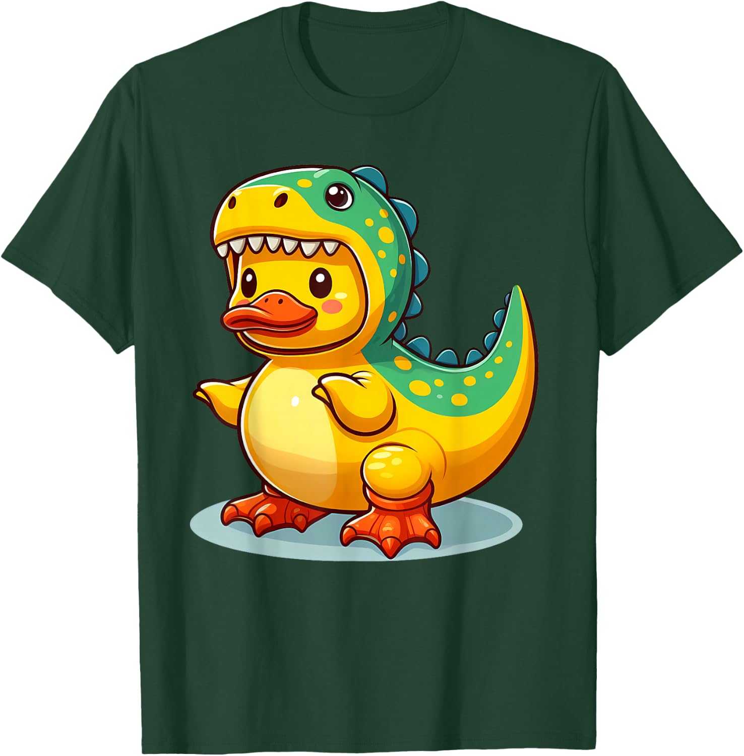 Dino Duck, Rubber Yellow Duck Dinosaur T-Shirt - T-Shirt | Forest