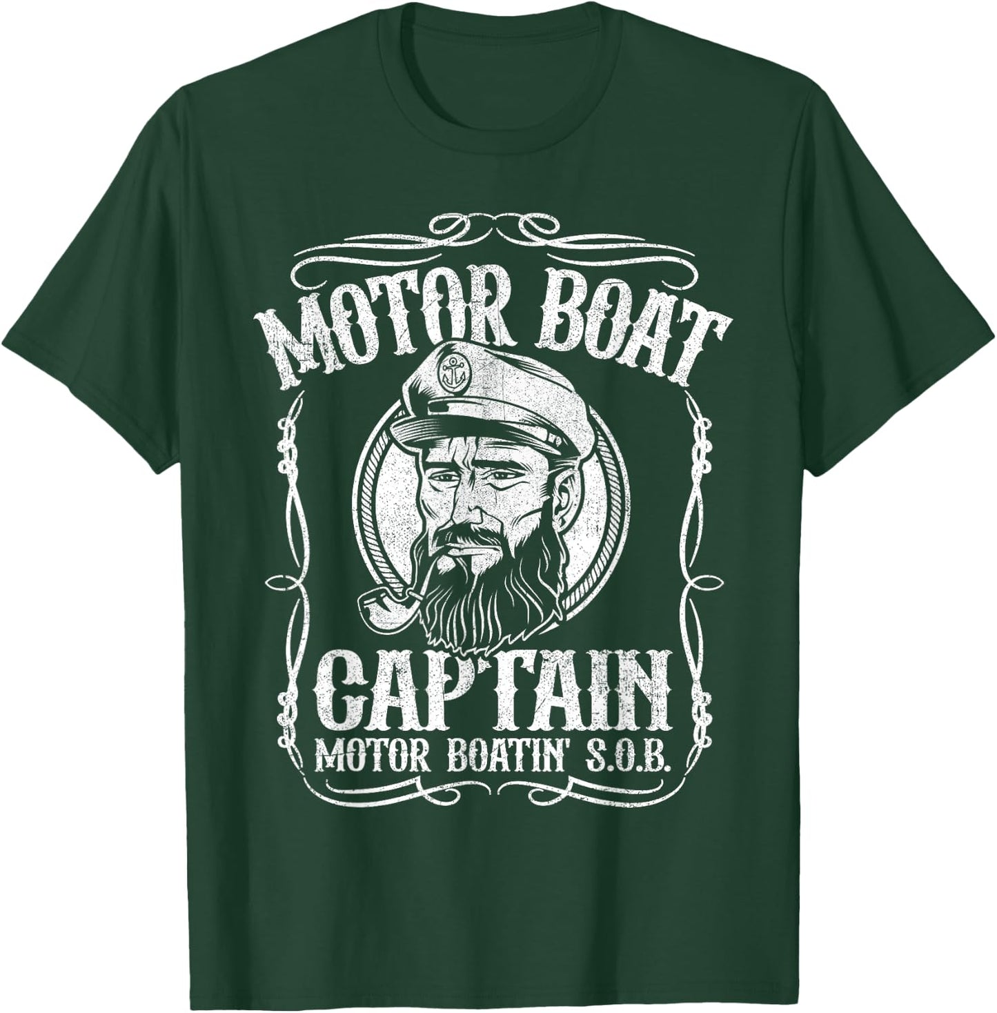Motor Boat Captain Funny Pontoon Boating Motor Boatin Lake T-Shirt - T-Shirt | Forest