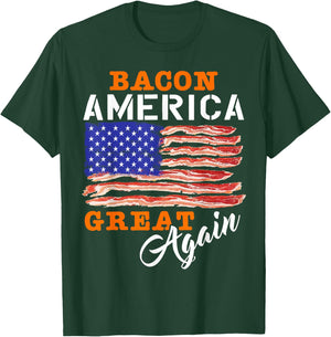 Bacon America Great Again Shirt Funny Barbecue BBQ 2024 T-Shirt - T-Shirt | Forest