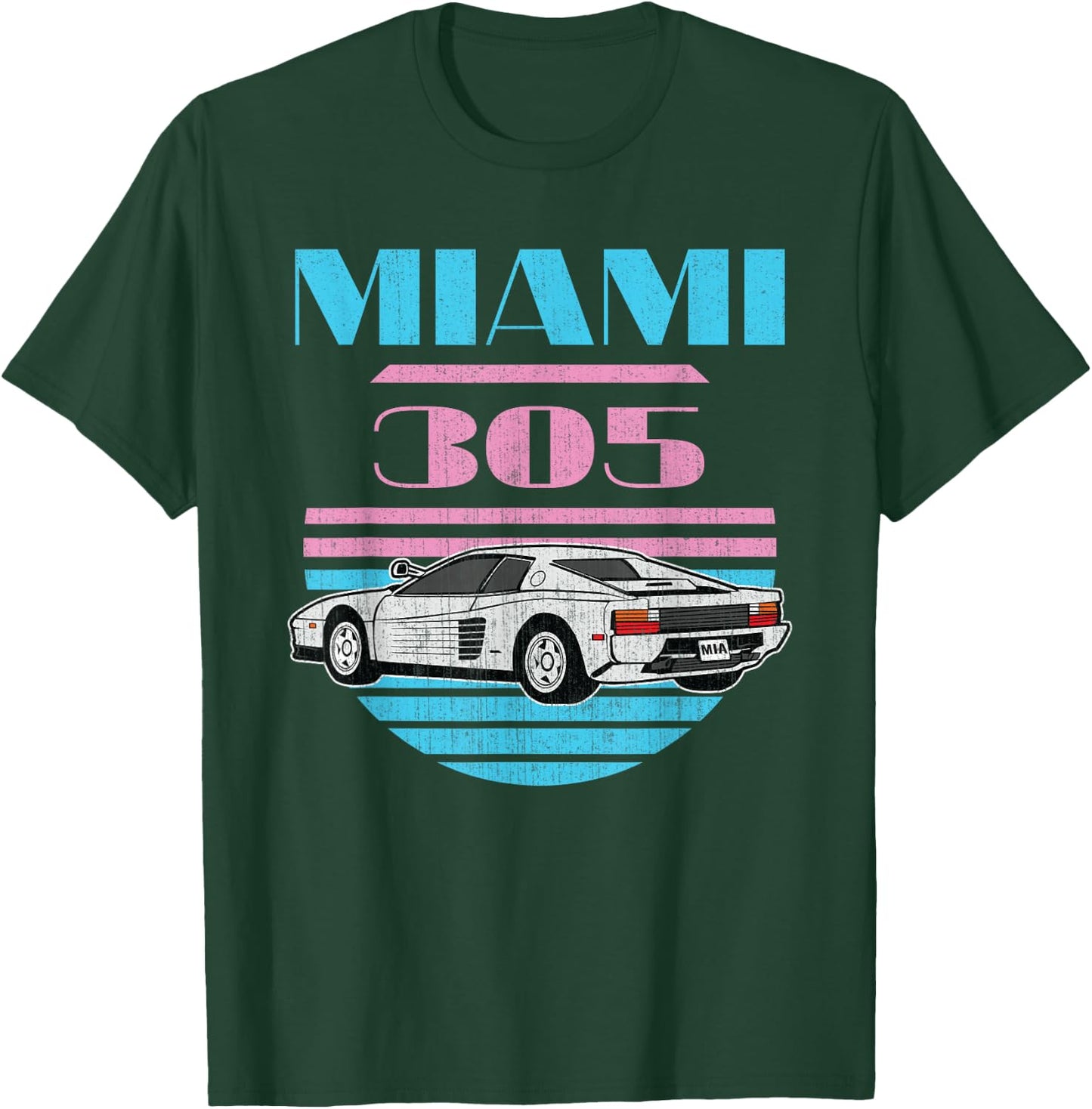 Miami 305 Vintage Florida City Beach 80s Men Women Boys Girl T-Shirt - T-Shirt | Forest