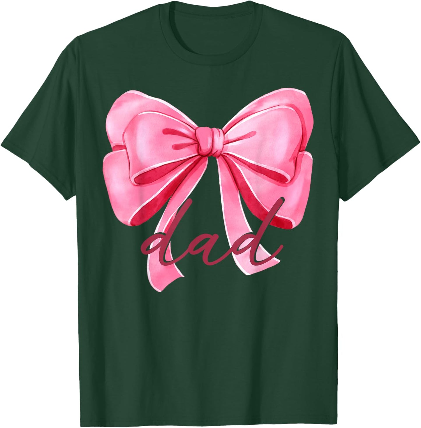 Dad Pink Bow Birthday Baby Shower Family Pink Ribbon T-Shirt - T-Shirt | Forest