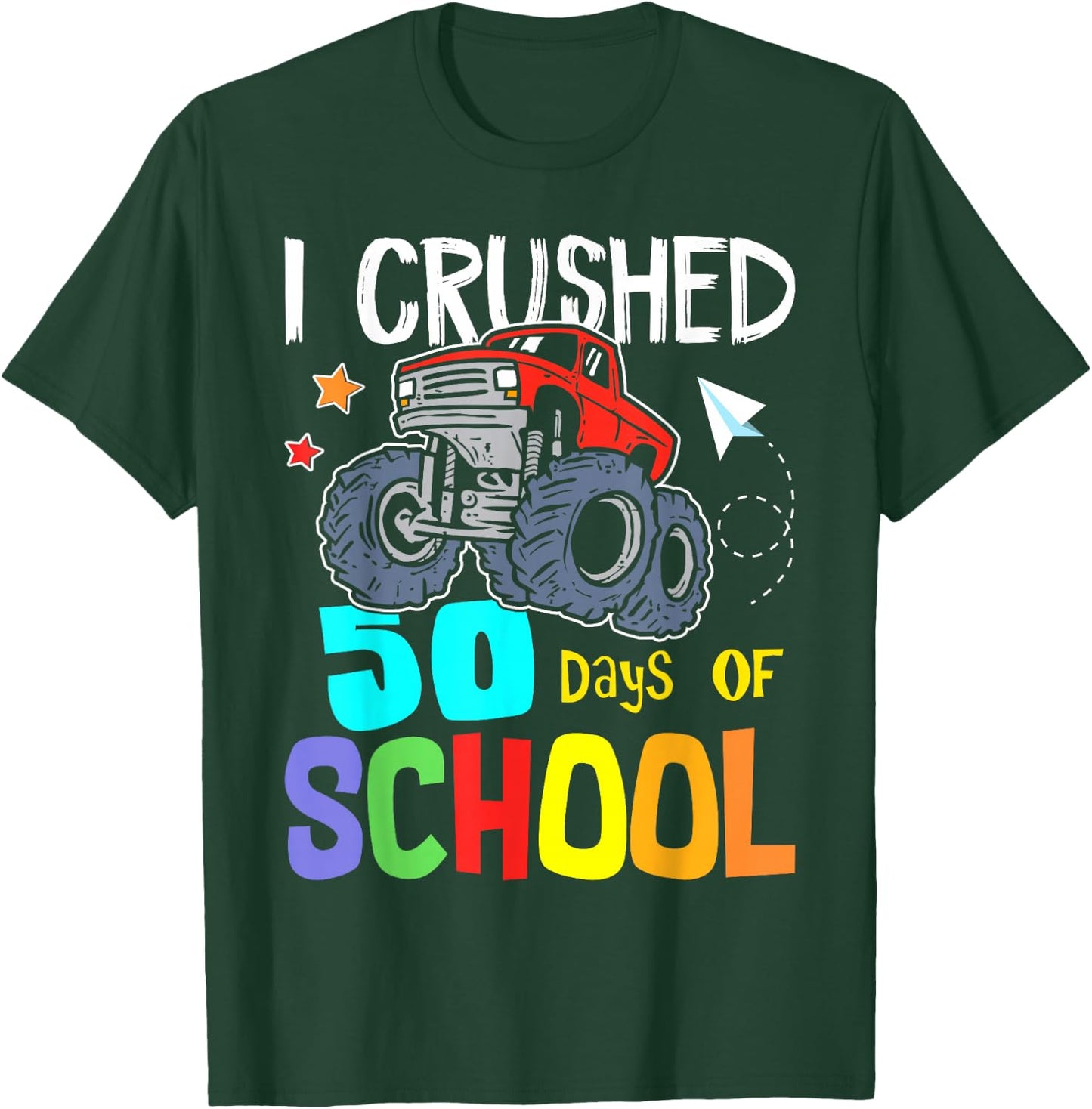 Crushing 50th Day Of School Jam truck 50 Days Of School Kids T-Shirt - T-Shirt | Forest