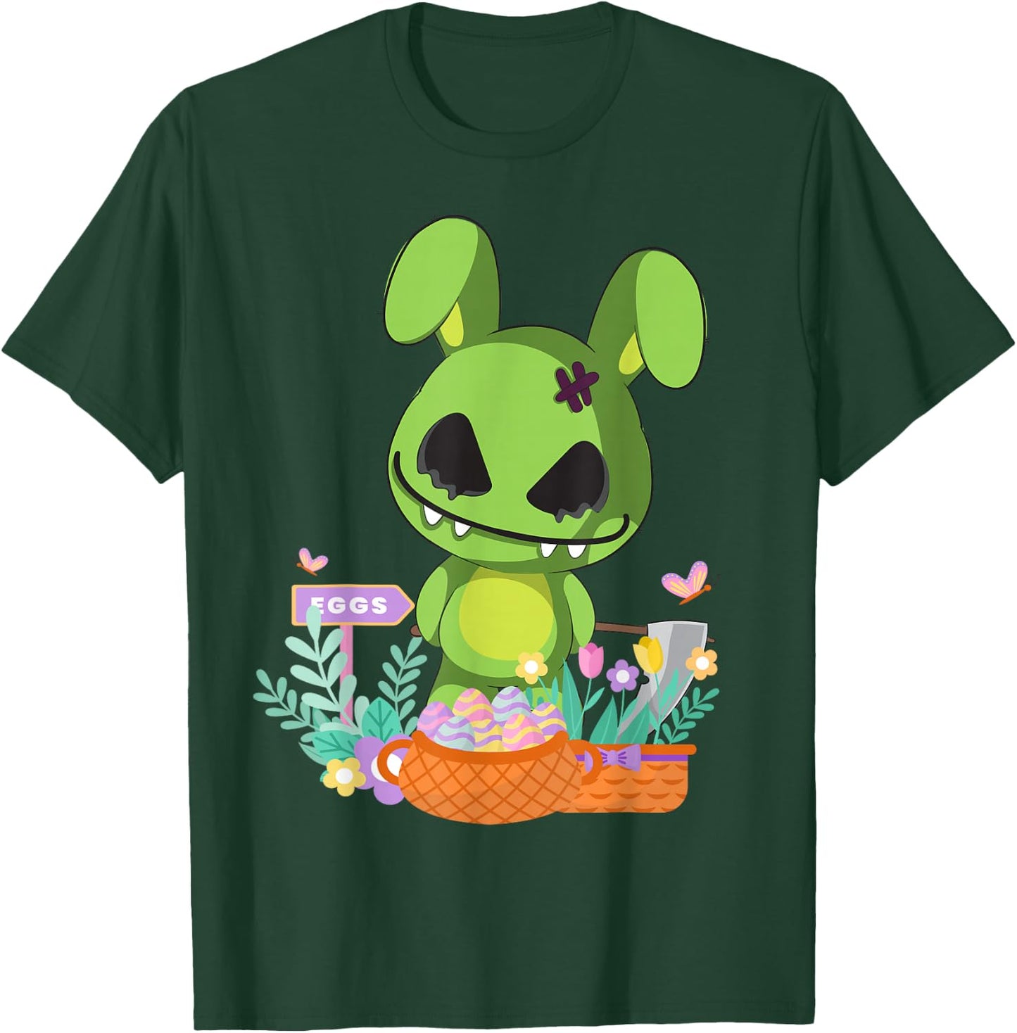 Funny goth zombie easter scary bunny dye easter eggs rabbit T-Shirt - T-Shirt | Forest