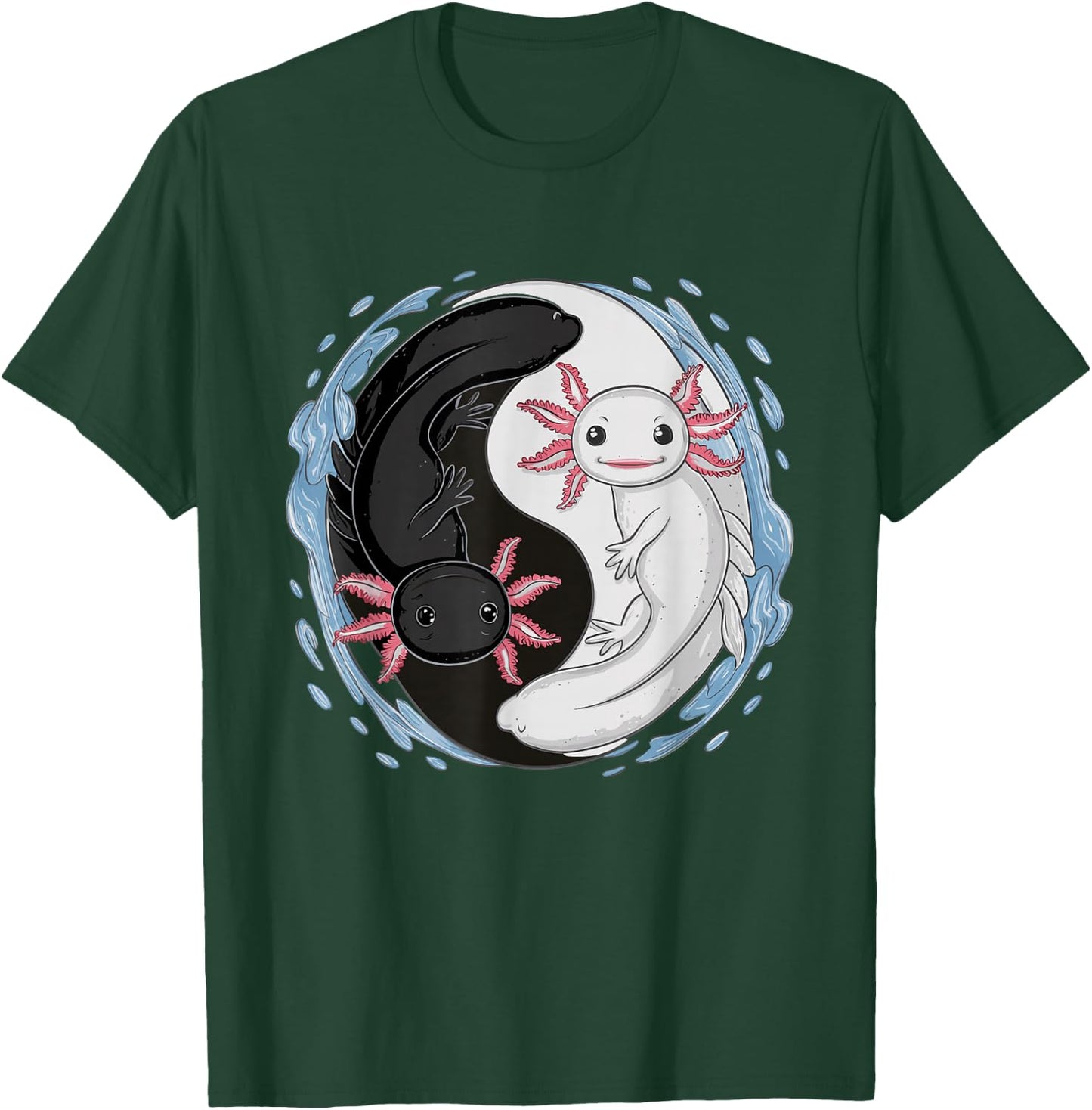 Cute Kawaii Axolotl Yin Yang T-Shirt - T-Shirt | Forest