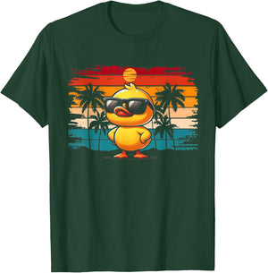 Funny Duck Shirt Cool Retro Yellow Duck in Sunglasses T-Shirt - T-Shirt | Forest