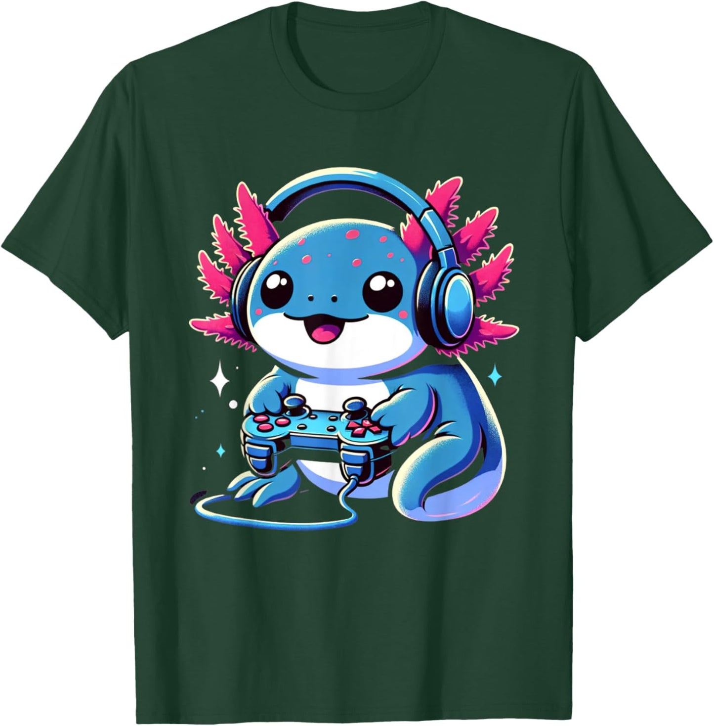 Funny Axolotl Gamer Gaming Axolotl Video Game T-Shirt - T-Shirt | Forest