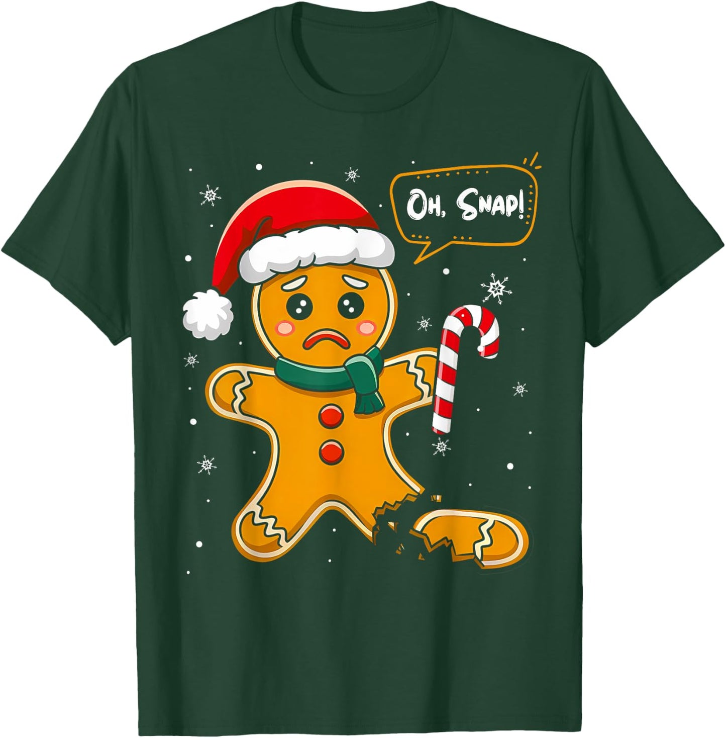 Funny Christmas Oh Snap Gingerbread Man Cookie X Mas PJs T-Shirt - T-Shirt | Forest