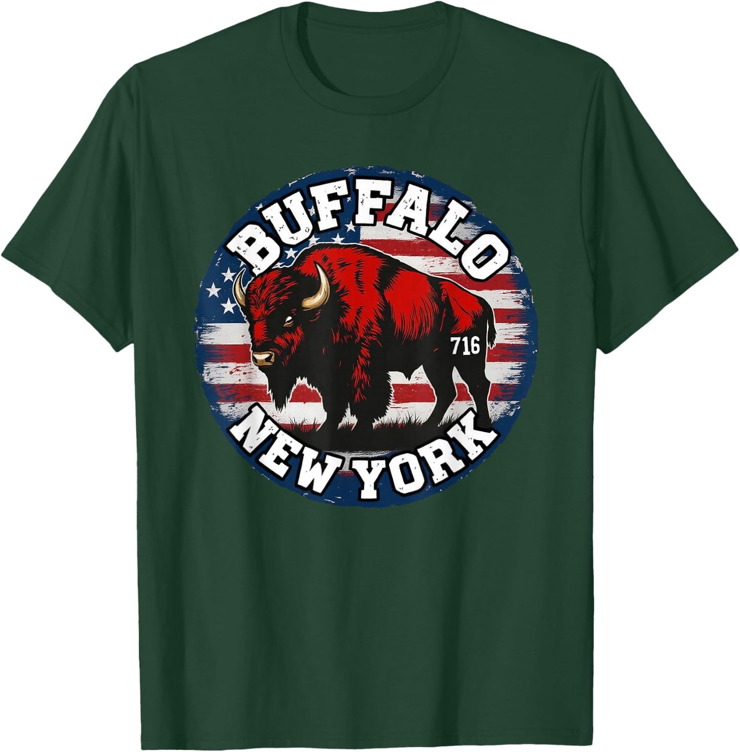 Buffalo New York 716 Area Code Bison WNY BFLO Pride T-Shirt - T-Shirt | Forest