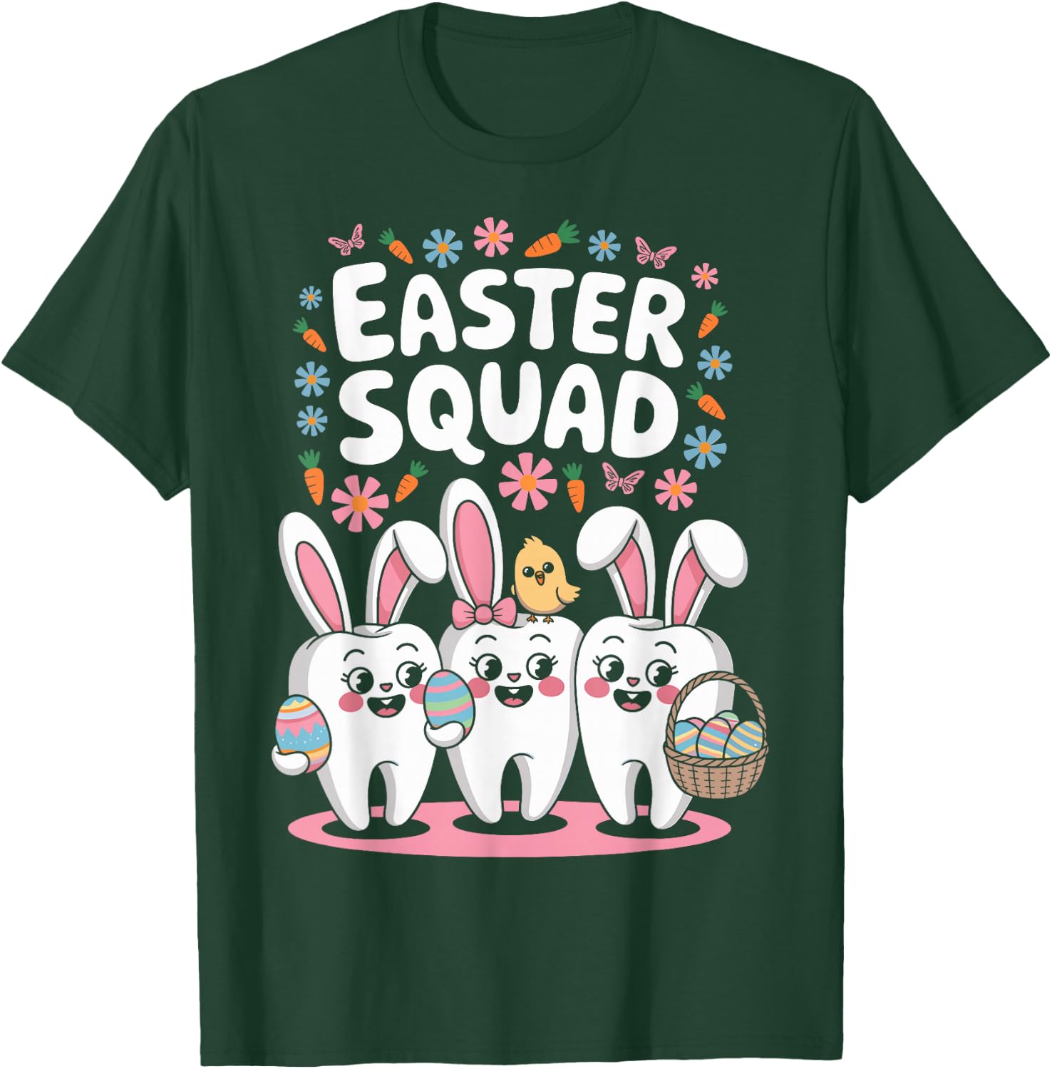 Easter Dental Squad Cute Bunny Teeth Dentist Oral Hygienist T-Shirt - T-Shirt | Forest