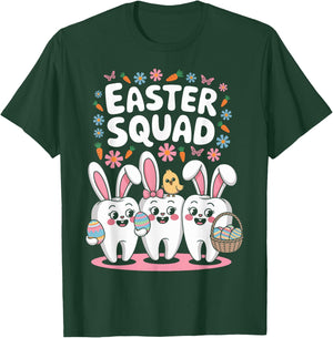 Easter Dental Squad Cute Bunny Teeth Dentist Oral Hygienist T-Shirt - T-Shirt | Forest
