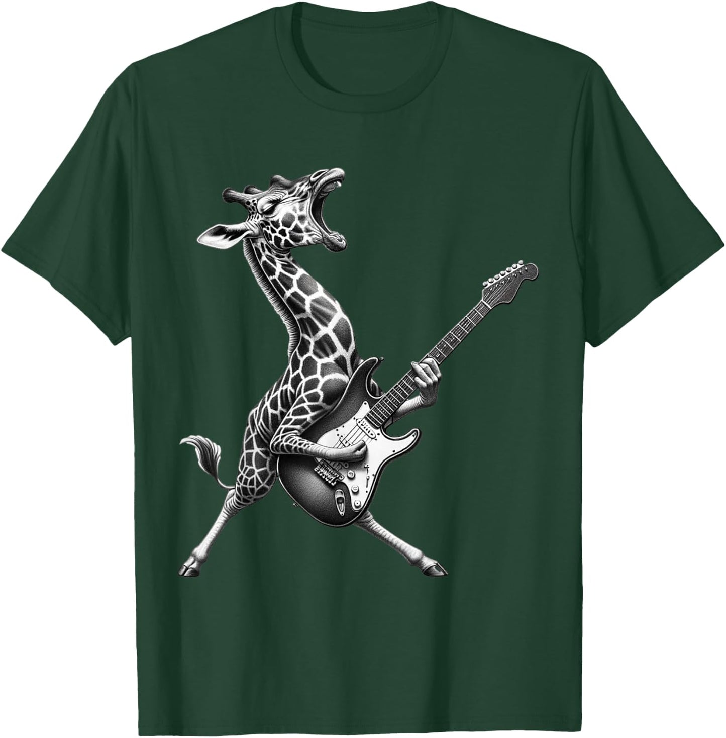Funny Giraffe Playing Electric Guitar. Giraffe Guitar Lover T-Shirt - T-Shirt | Forest