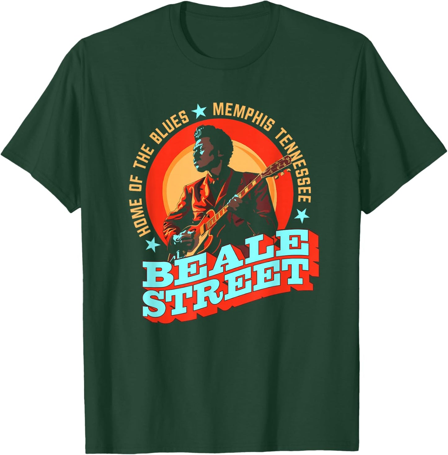 Home Of The Blues Beale Street Memphis - Guitarist Souvenir T-Shirt - T-Shirt | Forest