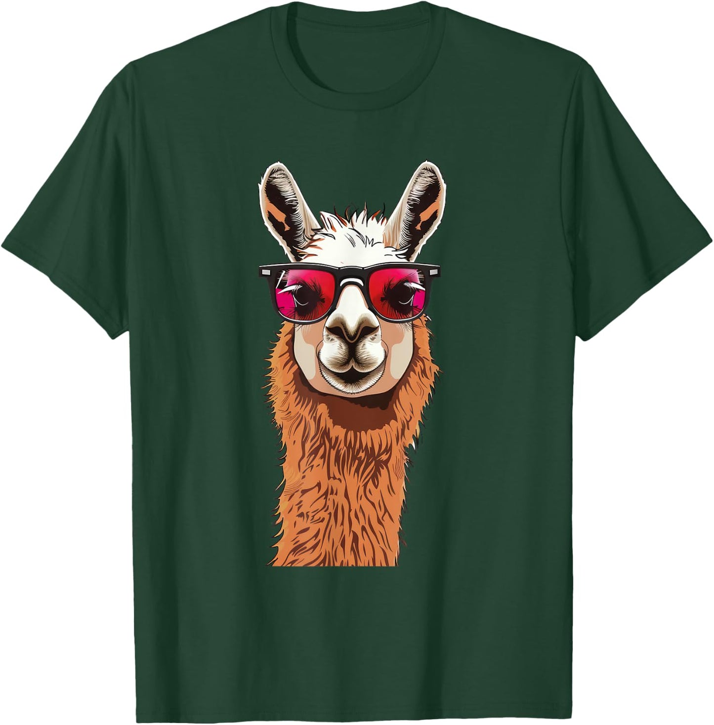 Llama Alpaca Lama Sunglasses T-Shirt - T-Shirt | Forest