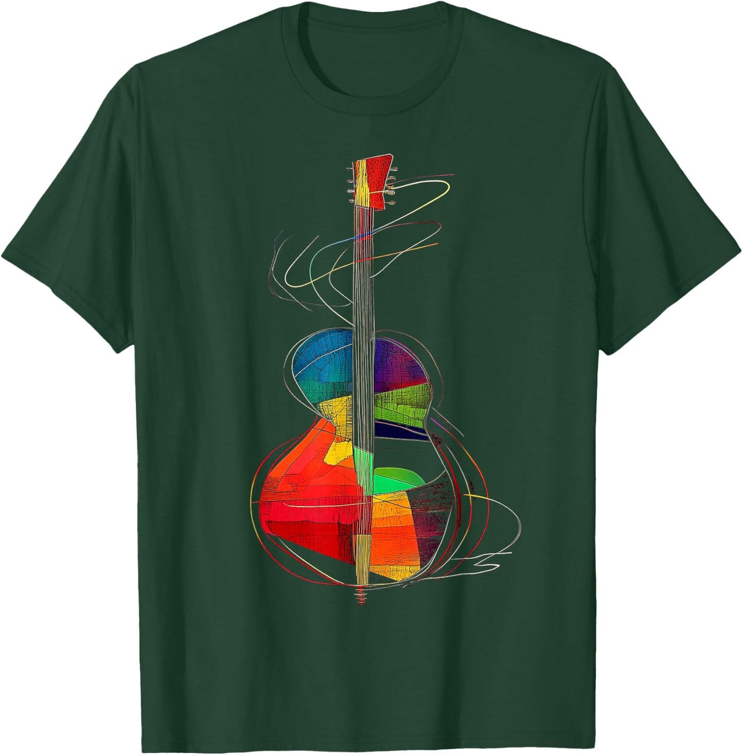 Guitar Musical Instrument Pattern Illustration Guitar , Black, S T-Shirt - T-Shirt | Forest