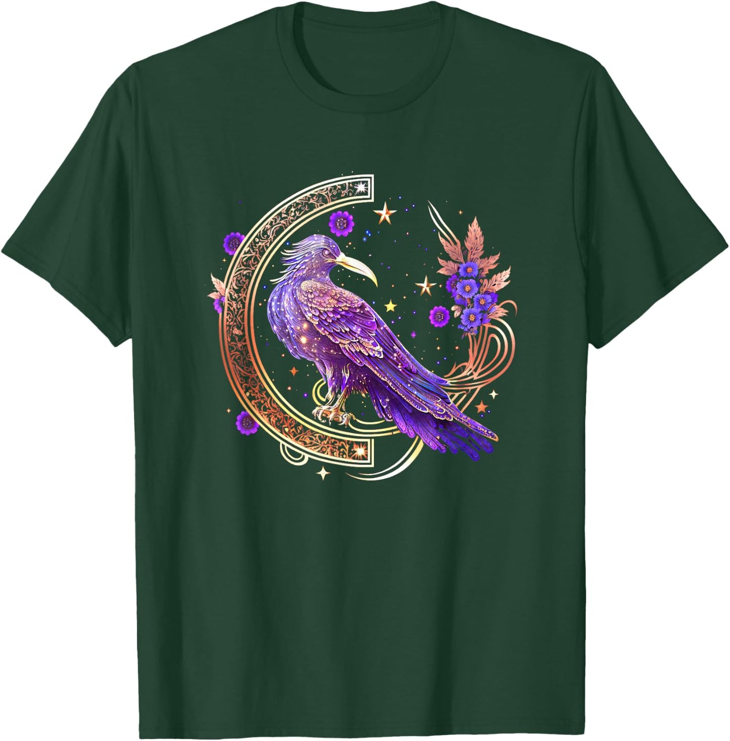 Mystical crow, raven birds, Nordic, Celtic, Wicca, Morrigan T-Shirt - T-Shirt | Forest