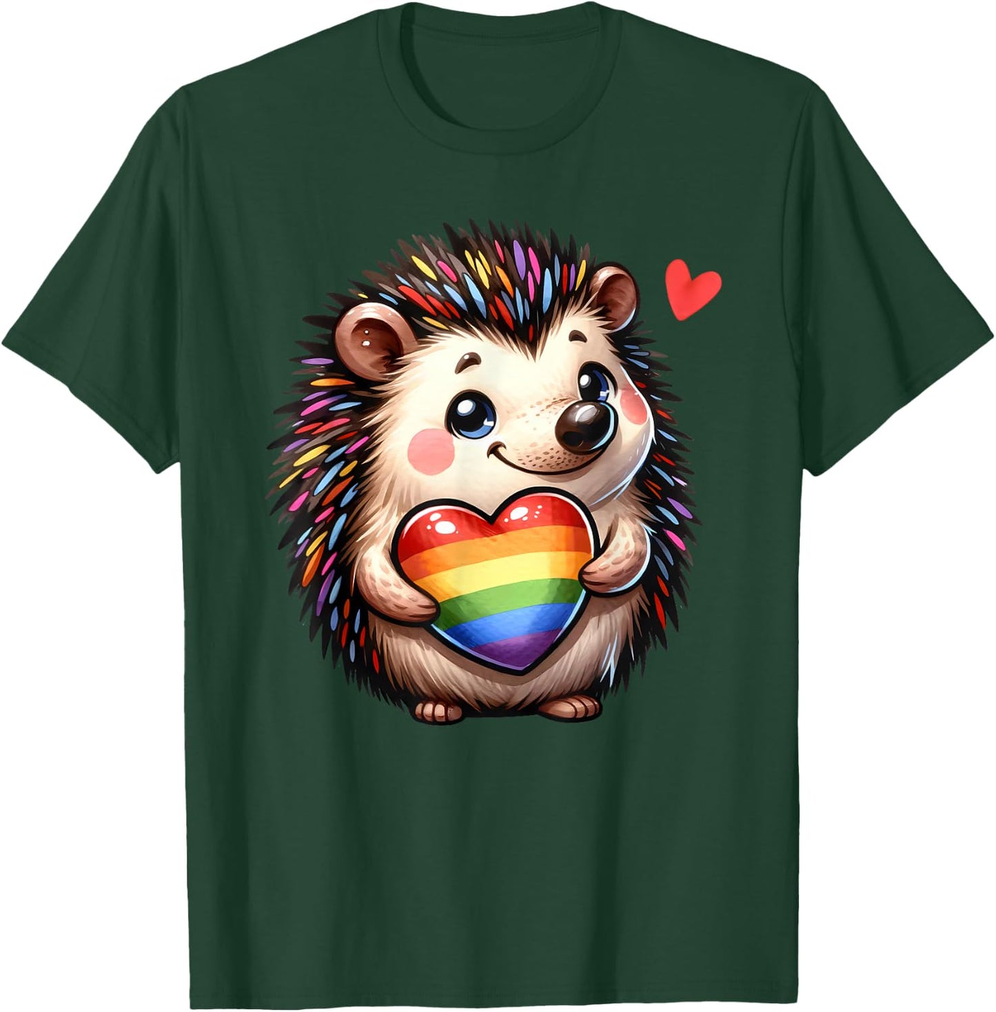 Gay Pride Hedgehog Heart Rainbow Flag LGBT Women Girls Kids T-Shirt - T-Shirt | Forest