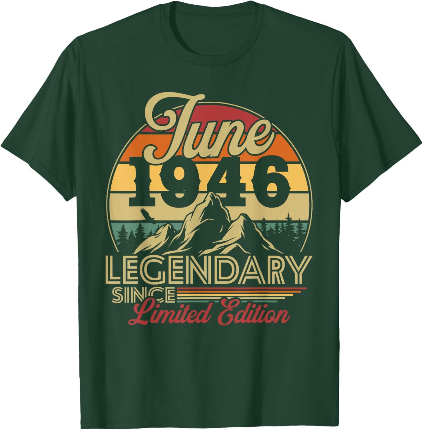 Vintage Cadeau d'anniversaire 80 Ans pour Né en Juin 1946 T-Shirt - T-Shirt | Forest