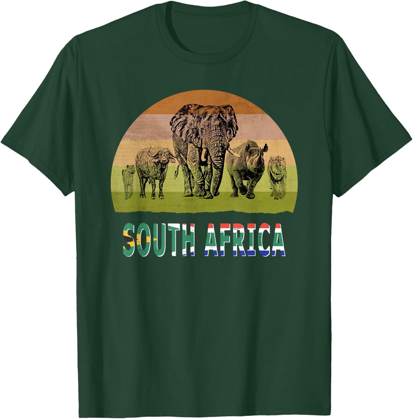 "Big Five" Retro Sunset Design for South Africa Safari T-Shirt - T-Shirt | Forest