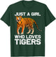 Funny Tiger Girl Design Kids Women Mom Tiger Love Wildlife T-Shirt - T-Shirt | Forest