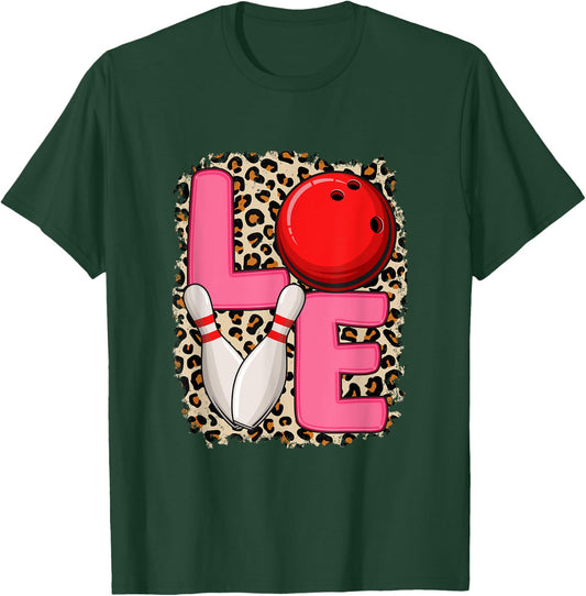 Love Bowling Cute Bowling Women Girls Bowler T-Shirt - T-Shirt | Forest