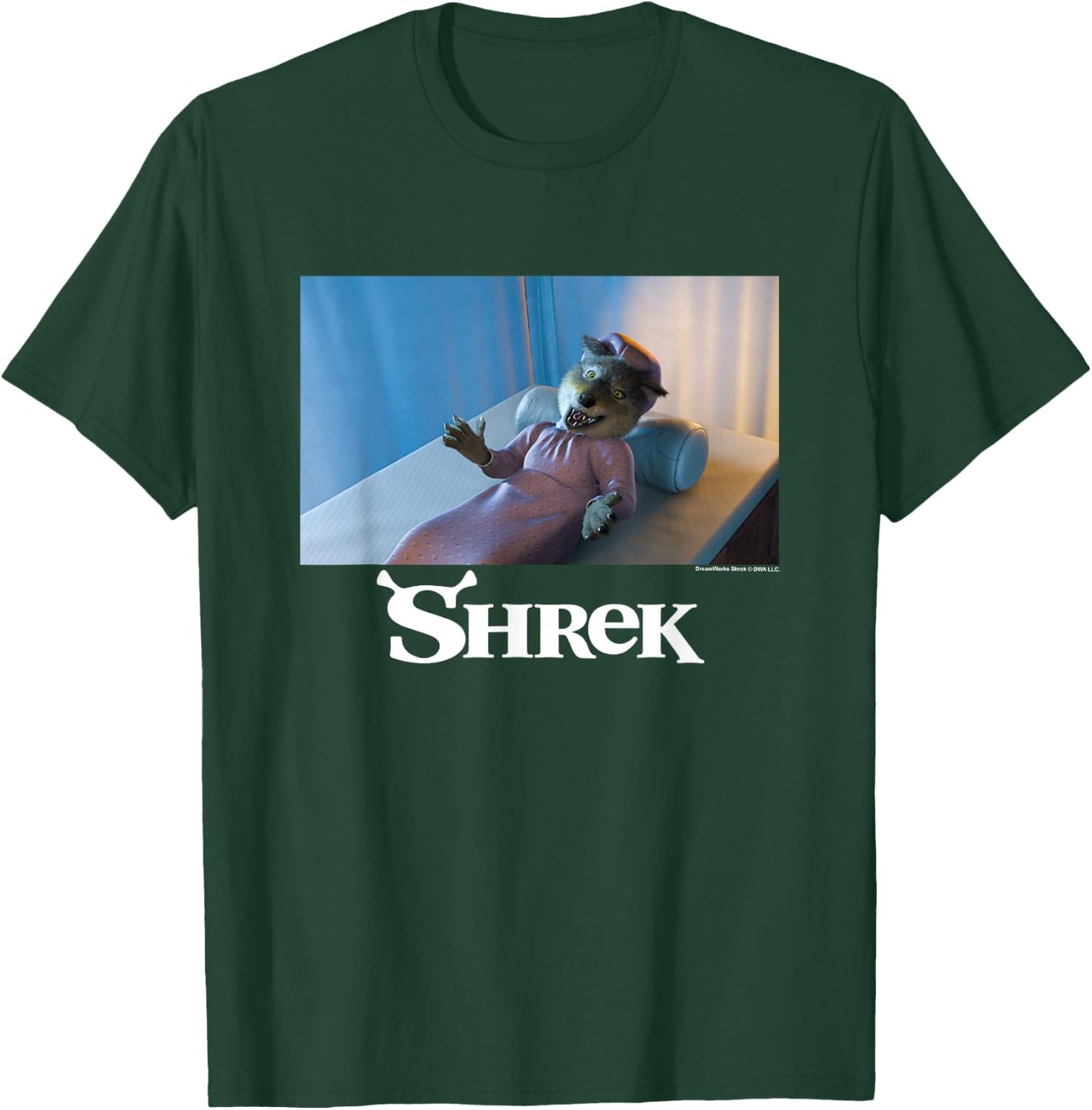 Shrek Iconic Wolf Bed Scene Big Chest Poster T-Shirt - T-Shirt | Forest