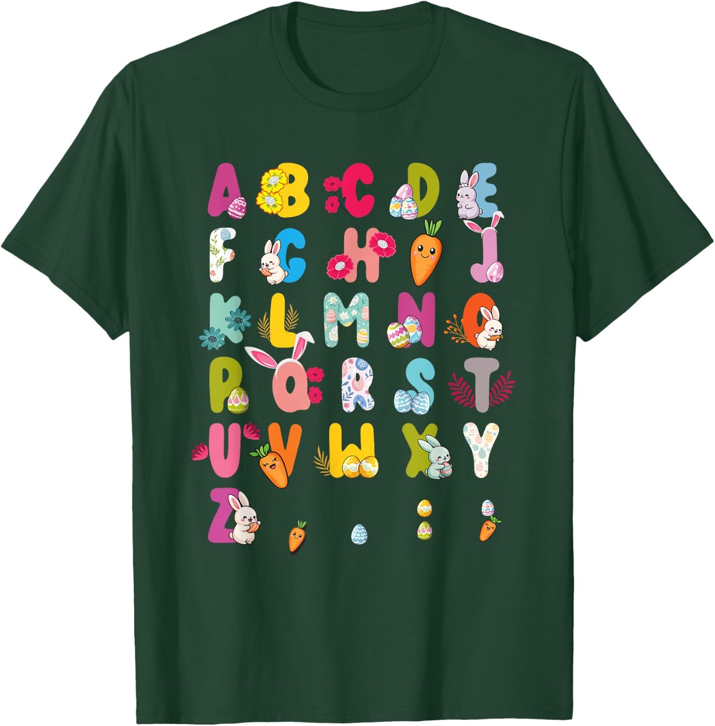 Easter Alphabet Easter Egg Easter Bunny 2025 Kids T-Shirt - T-Shirt | Forest