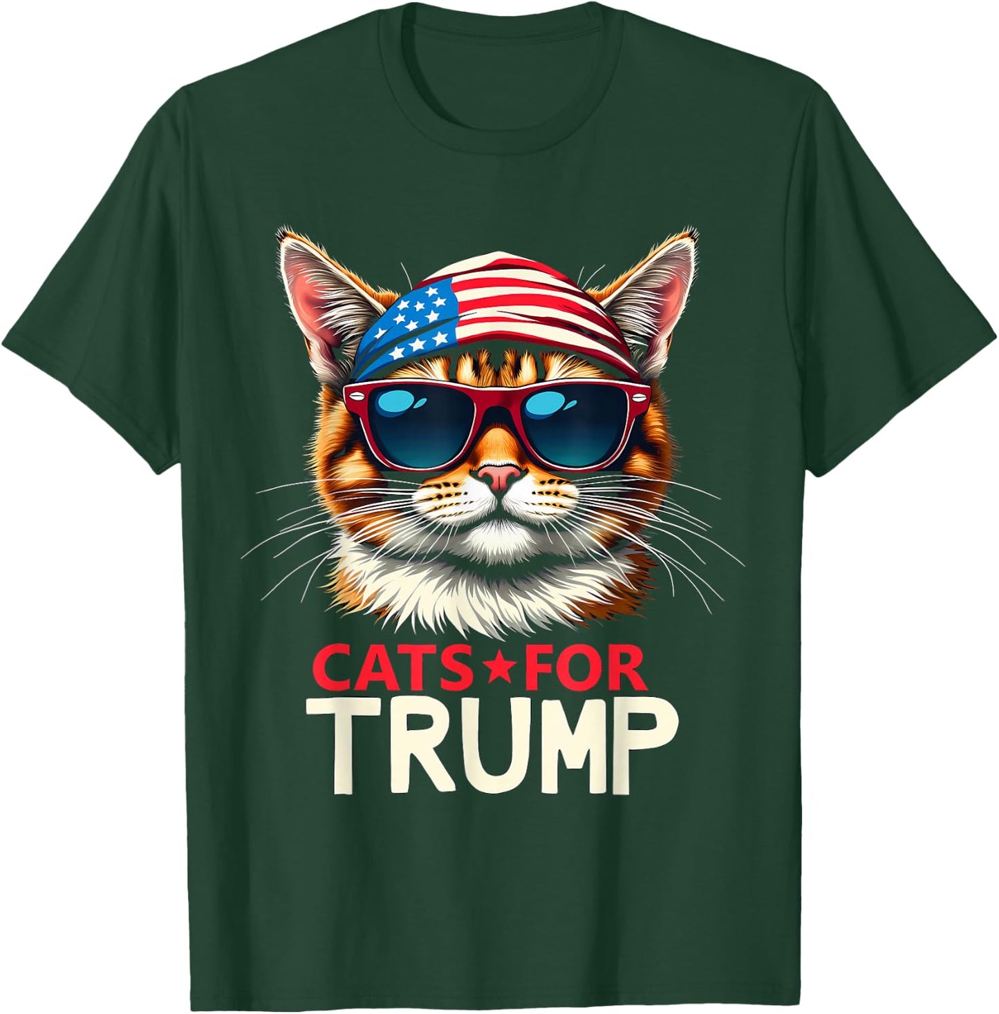 Cats For Trump Funny American Flag T-Shirt - T-Shirt | Forest