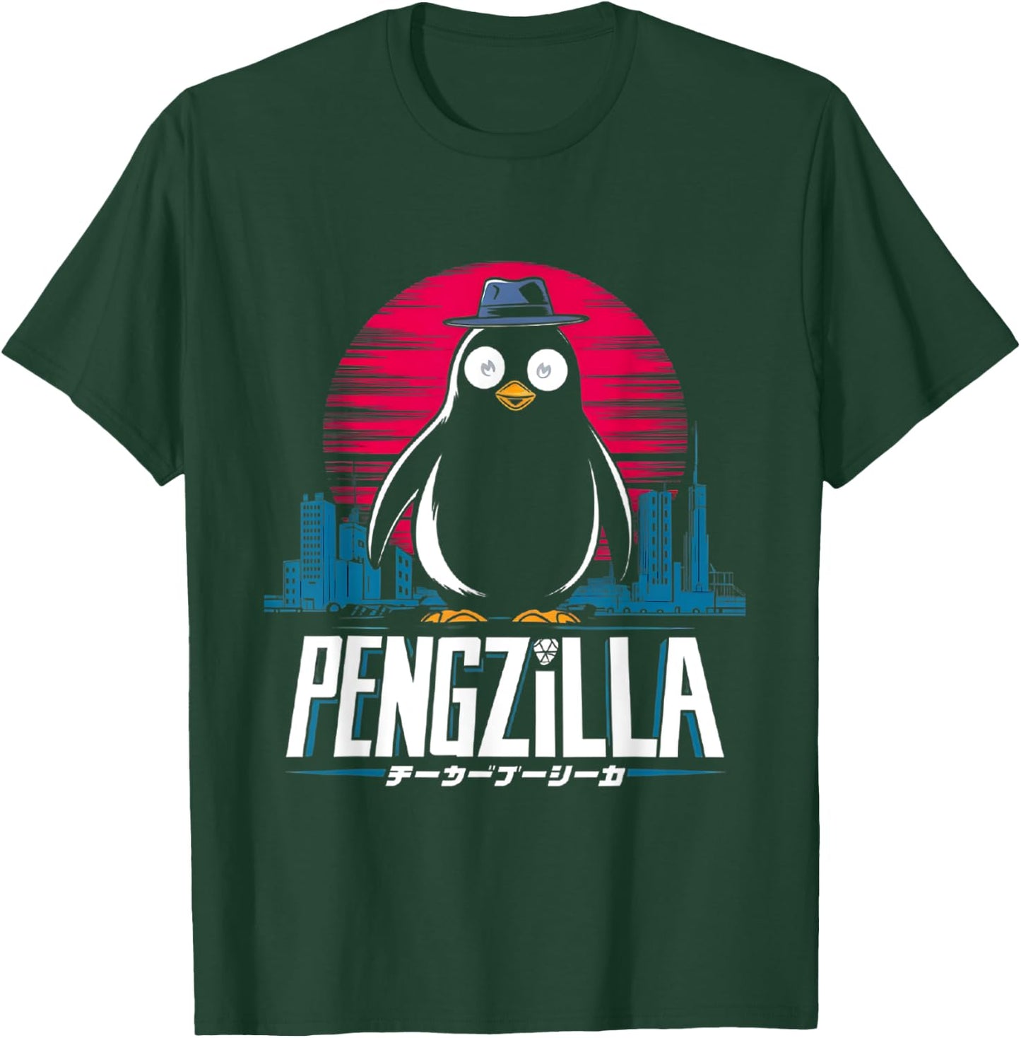 Pengzilla Penguin Japanese Art Funny Penguin T-Shirt - T-Shirt | Forest