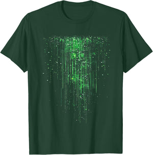 Binary Code Matrix Green Digital Cyberpunk T-Shirt - T-Shirt | Forest