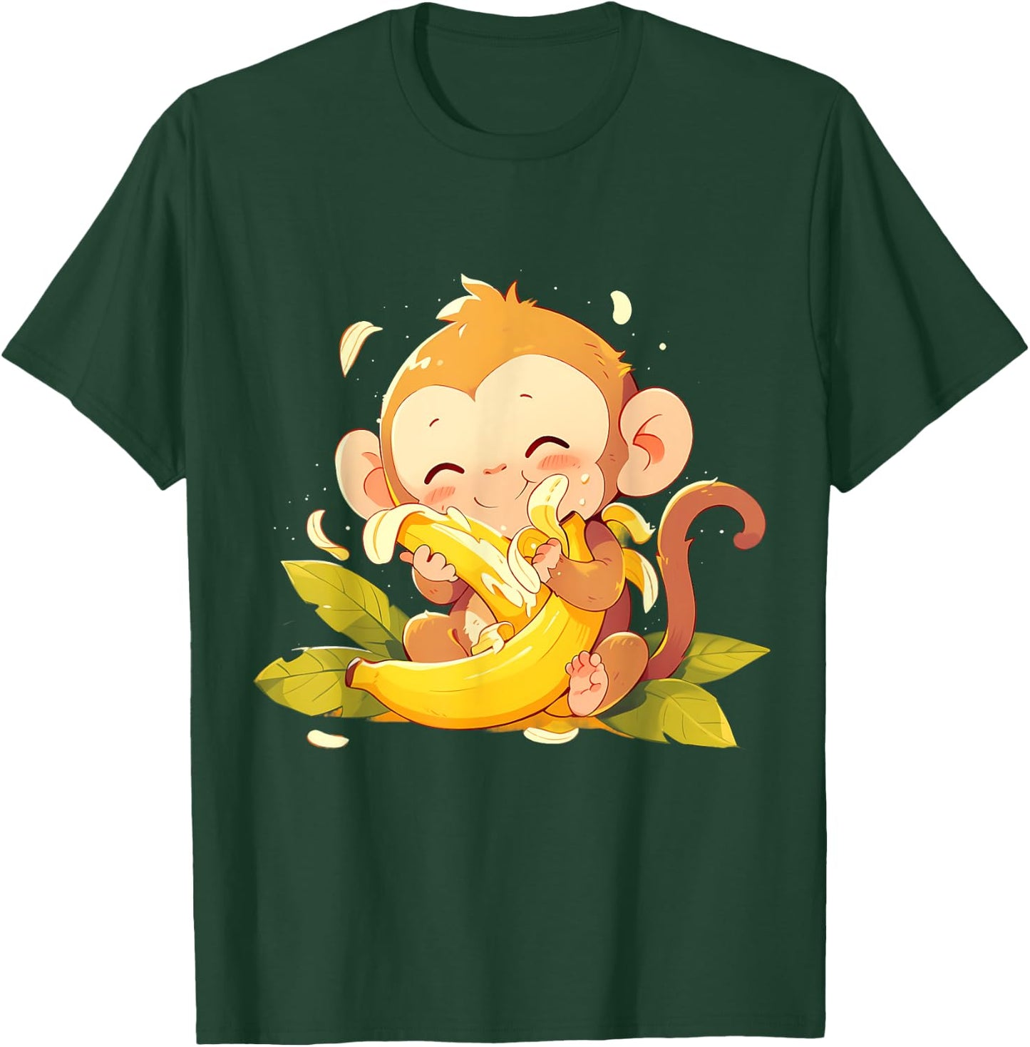 Banana Monkey Colourful Artwork Drawing Cute Monkey T-Shirt - T-Shirt | Forest