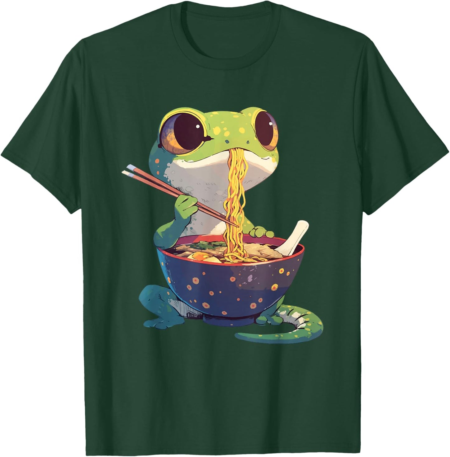 Gecko Eating Ramen Noodles Japanese Food Lizards T-Shirt - T-Shirt | Forest