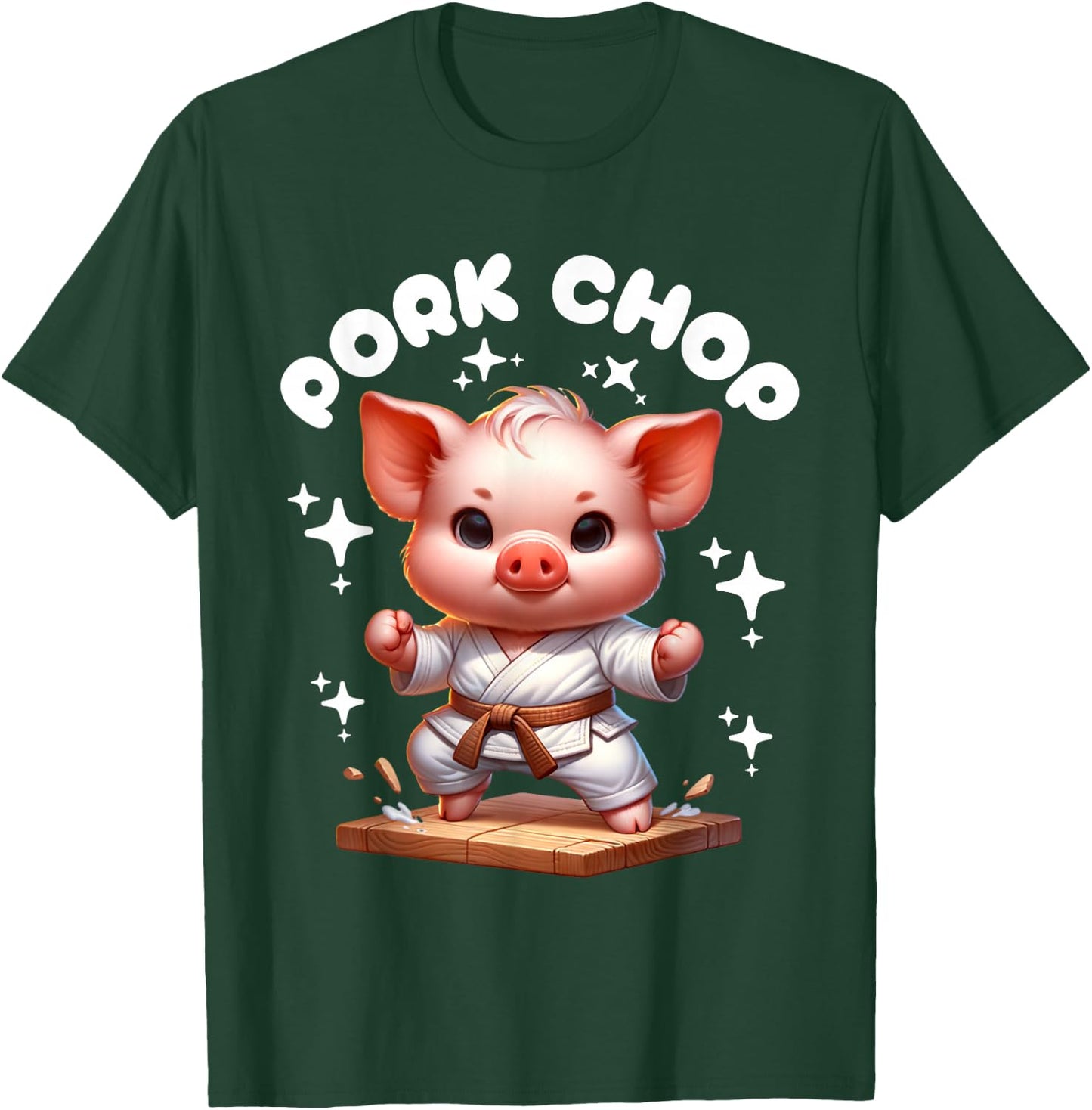 Children's Karate Cute Pork Chop Funny Karate Pun Pig Martial Arts T-Shirt - T-Shirt | Forest