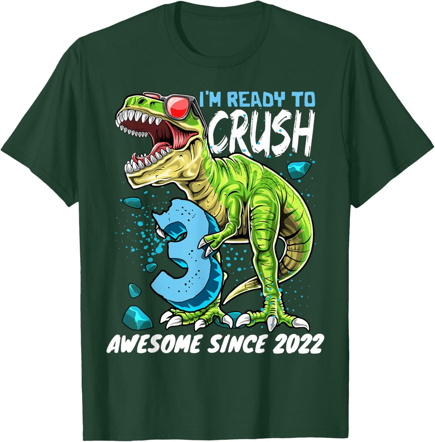 3rd Birthday T Rex Dinosaur Party Boys Rawr I'm 3 T-Shirt - T-Shirt | Forest