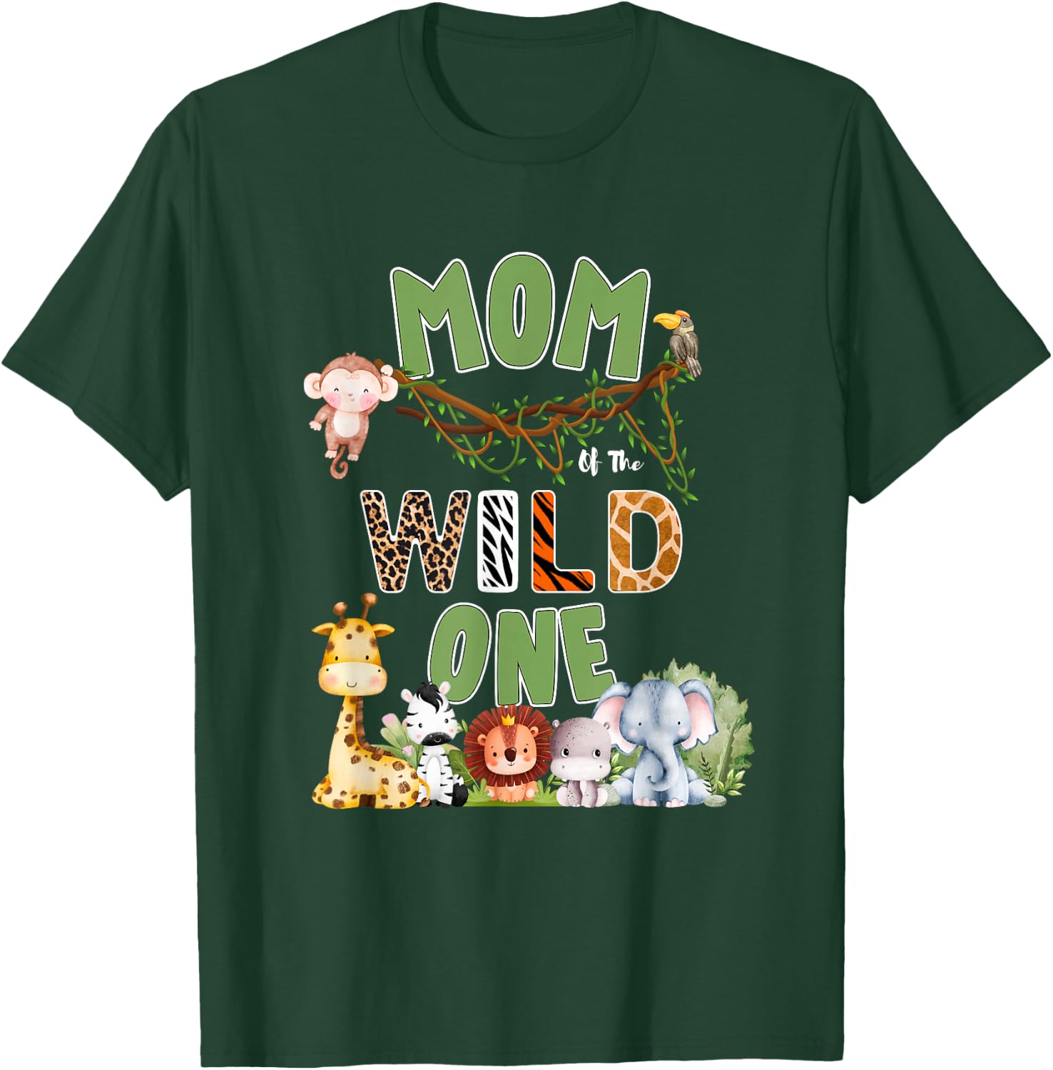 Mom of The Wild One 1st Birthday Safari Family T-Shirt - T-Shirt | Forest