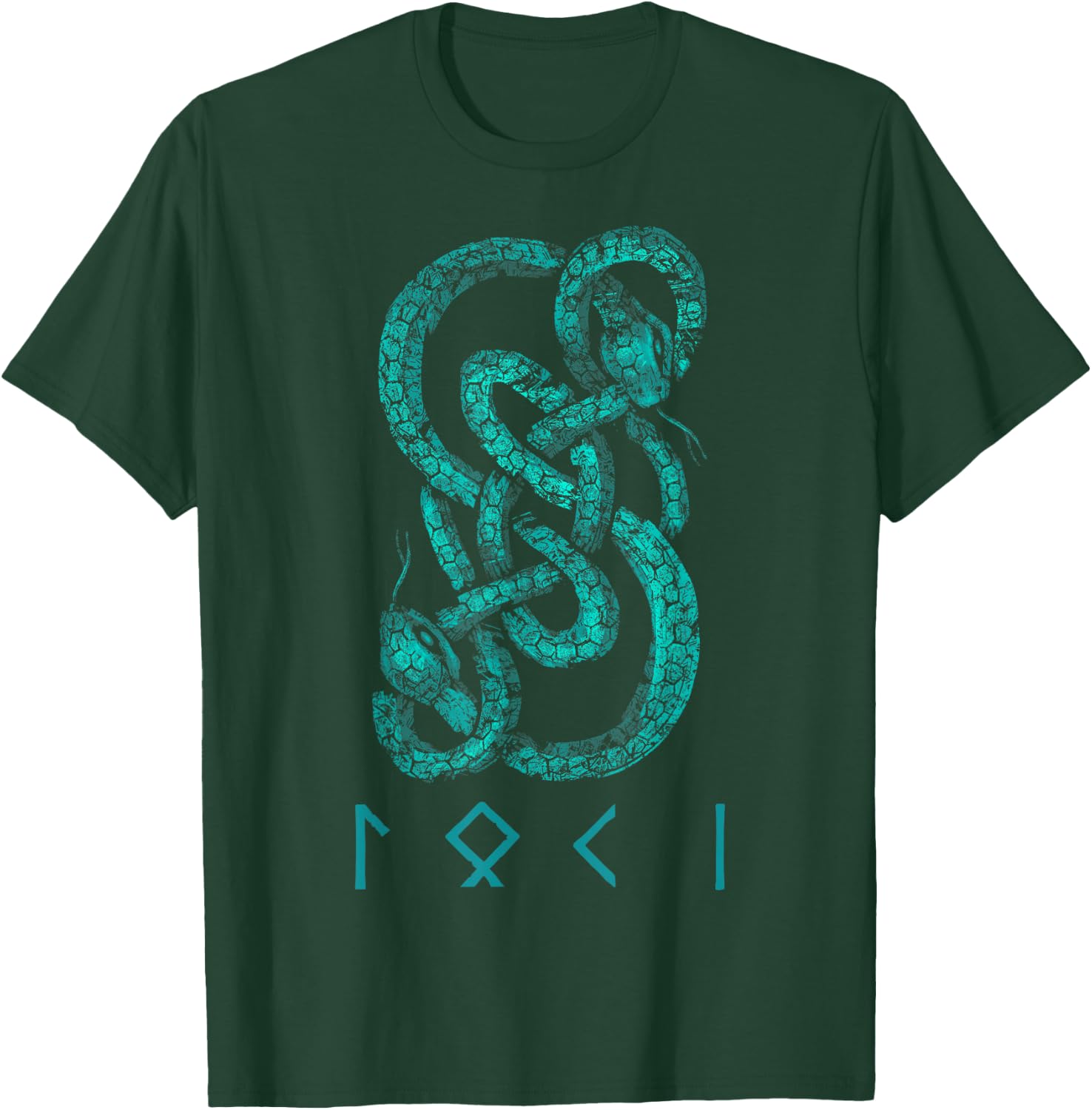 Loki Name Norse Runes And Snake Nordic Norse Mythology T-Shirt - T-Shirt | Forest