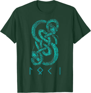 Loki Name Norse Runes And Snake Nordic Norse Mythology T-Shirt - T-Shirt | Forest