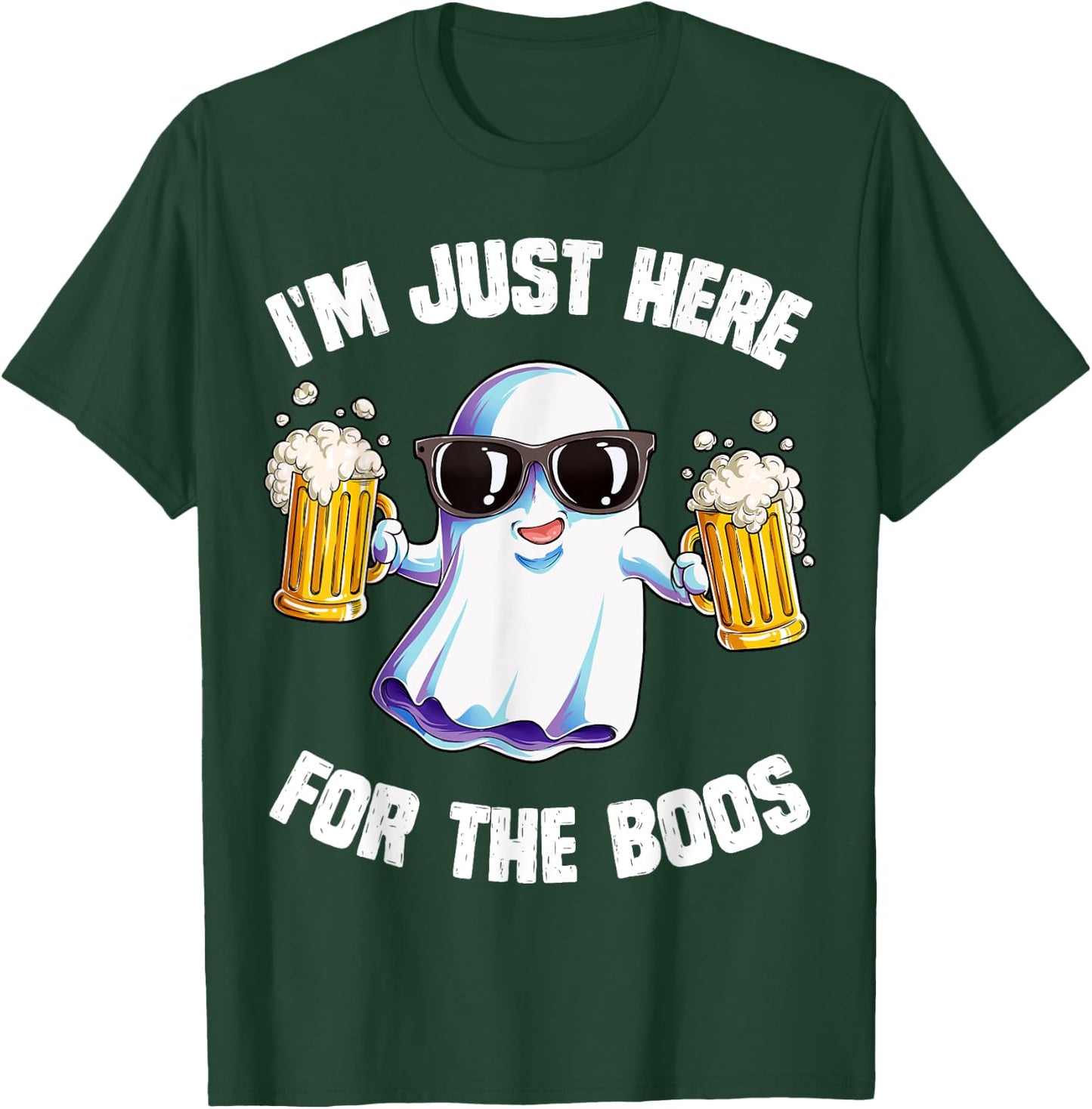 I'm Just Here For The Boos Funny Halloween Ghost Men Women T-Shirt - T-Shirt | Forest