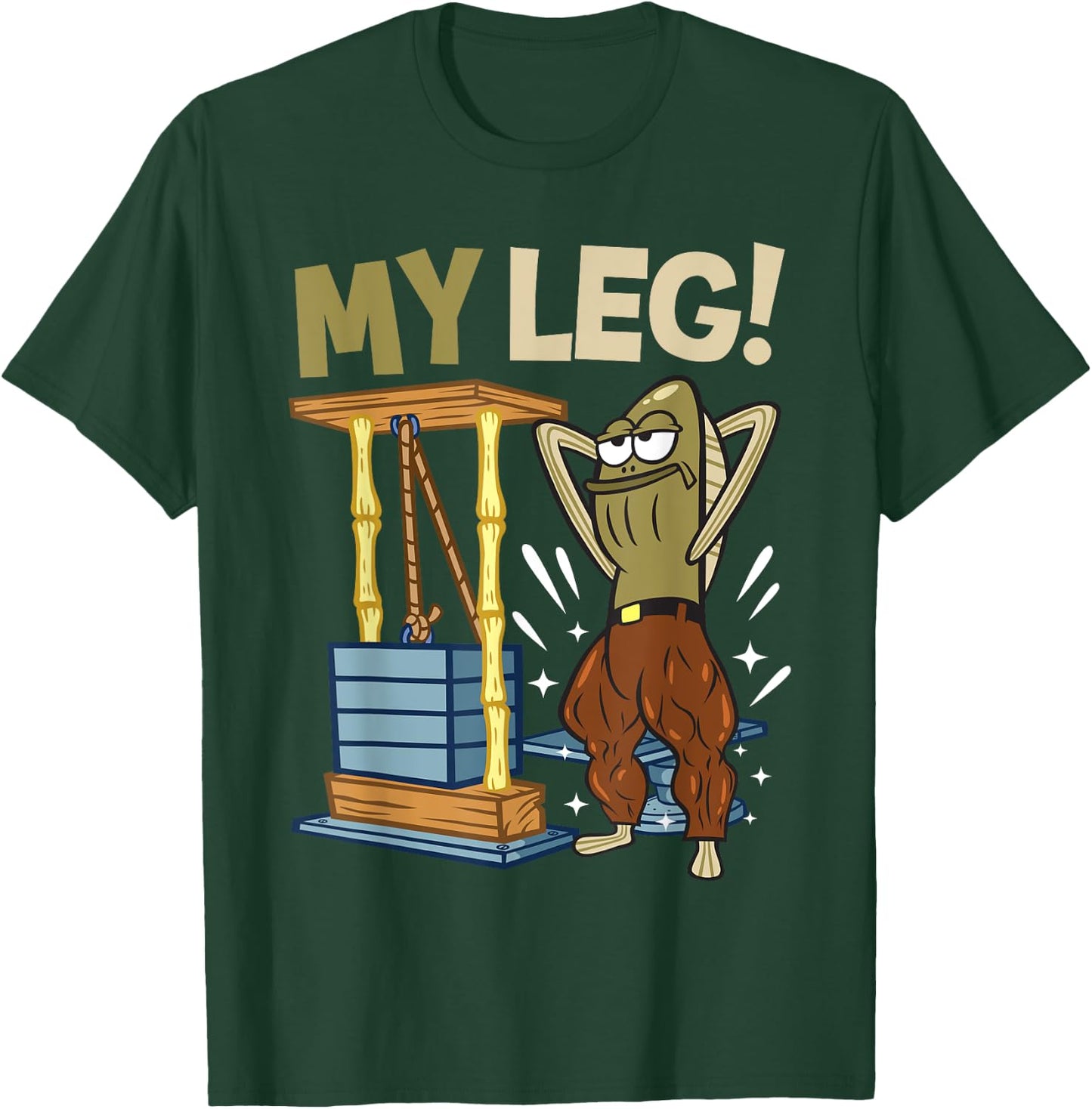 Mademark x SpongeBob SquarePants - My leg Body Building Funny SpongeBob Inside Joke Legs Day T-Shirt - T-Shirt | Forest