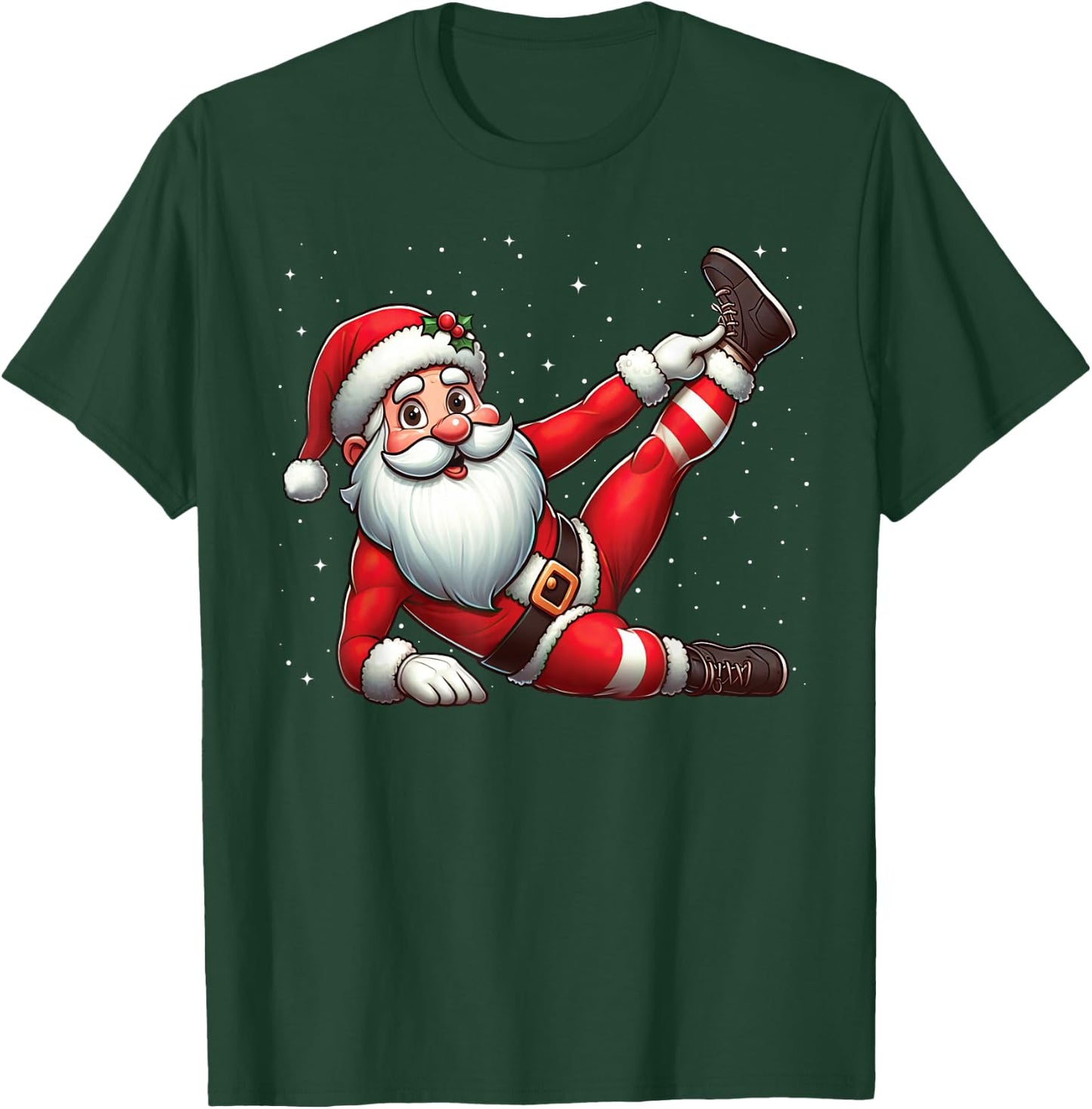 Santa Claus Exercise Gym Fitness Training Christmas Snow , Black, S T-Shirt - T-Shirt | Forest
