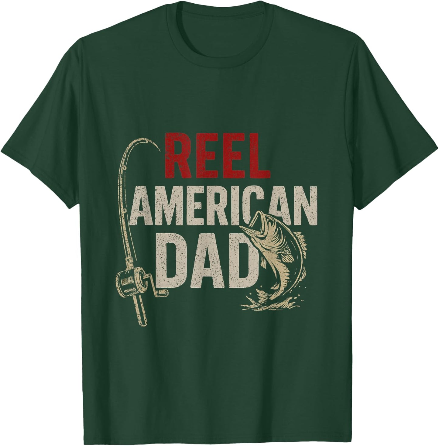 Funny Fisherman Vintage Reel American Dad T-Shirt - T-Shirt | Forest