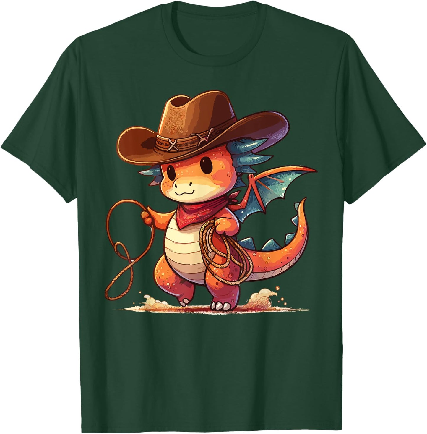 Western Rodeo Cowboy Hat Dragon Texas Animals T-Shirt - T-Shirt | Forest