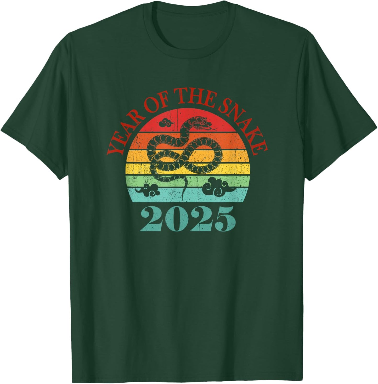 Chinese New Year 2025 Retro Vintage Year of the Snake 2025 T-Shirt - T-Shirt | Forest