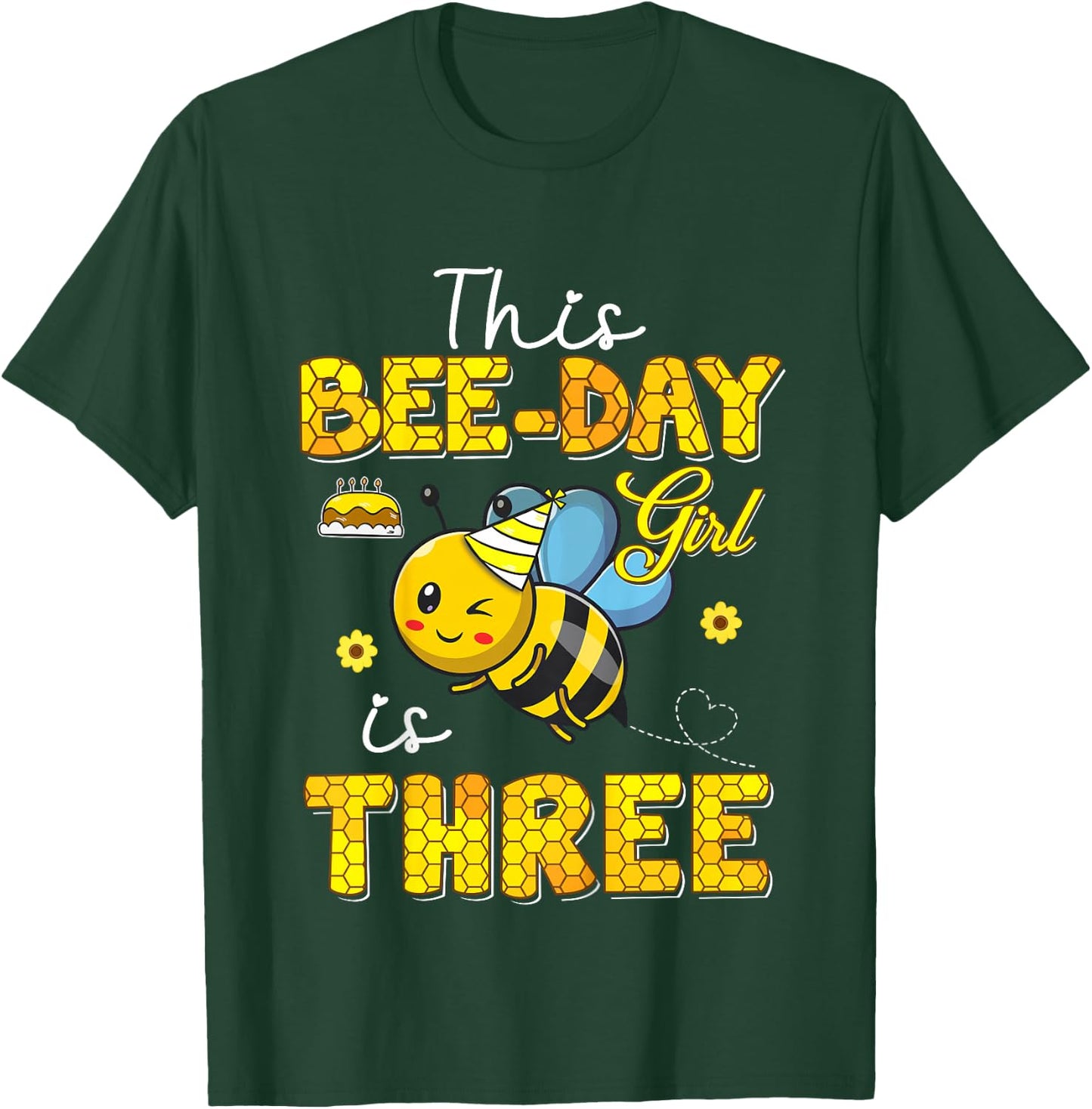 This Bee-Day Girl Is Three 3 Years Old 3rd Birthday Toddler T-Shirt - T-Shirt | Forest