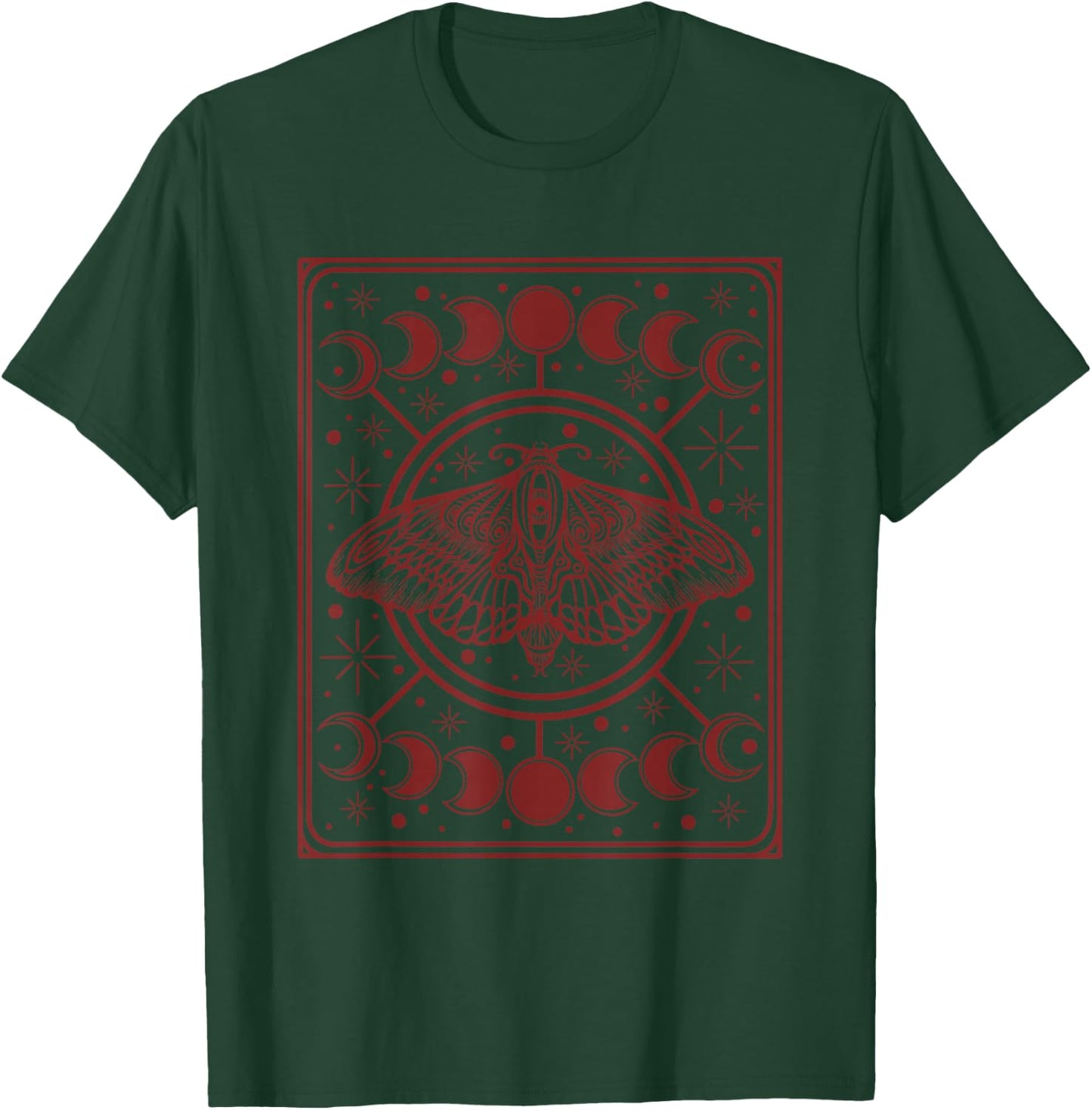 Tarot Card Witchcraft Y2K Mall Gothic Moth Moon Phases , black T-Shirt - T-Shirt | Forest