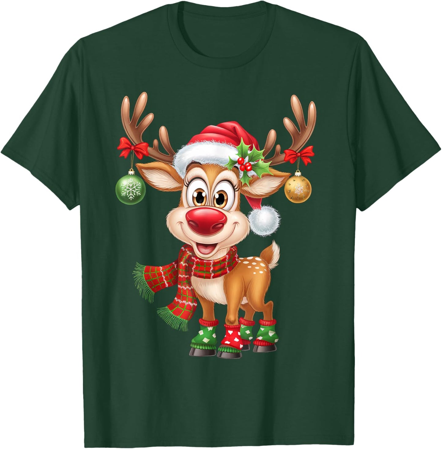 Christmas Reindeer Rudolph Funny Gift , black T-Shirt - T-Shirt | Forest