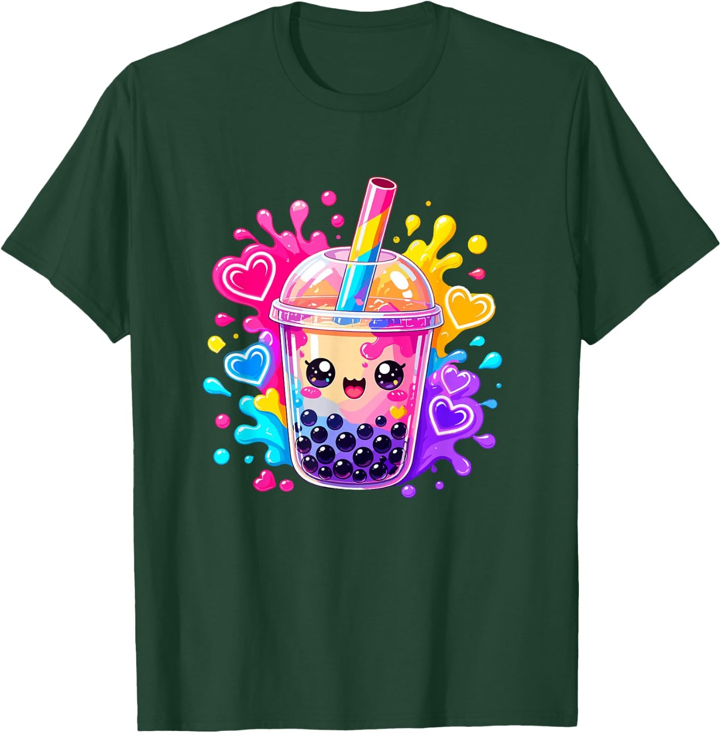Niedliche Kawaii Boba Bubble Tea Lover Anime Herzen T-Shirt - T-Shirt | Forest