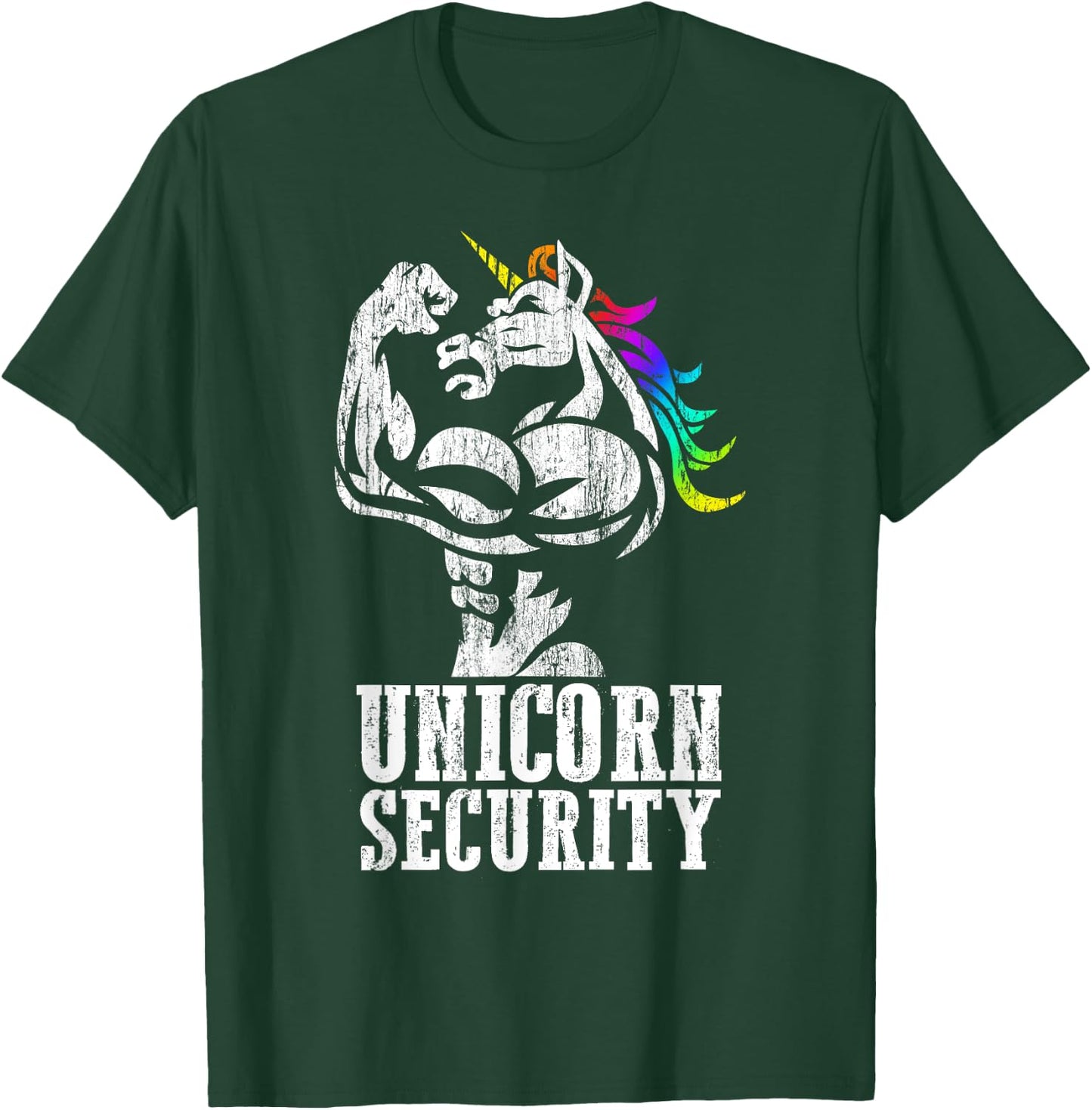 Unicorn Security Rainbow Muscle Manly Funny Christmas Gift T-Shirt - T-Shirt | Forest